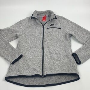 Nike Heather Gray Utility Zip up Jacket Size Medium Black Trim Zip pocket